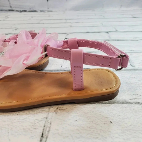 Soft Pink Flower Flip Flops. Toddler Girl Shoes. - Picture 4 of 6